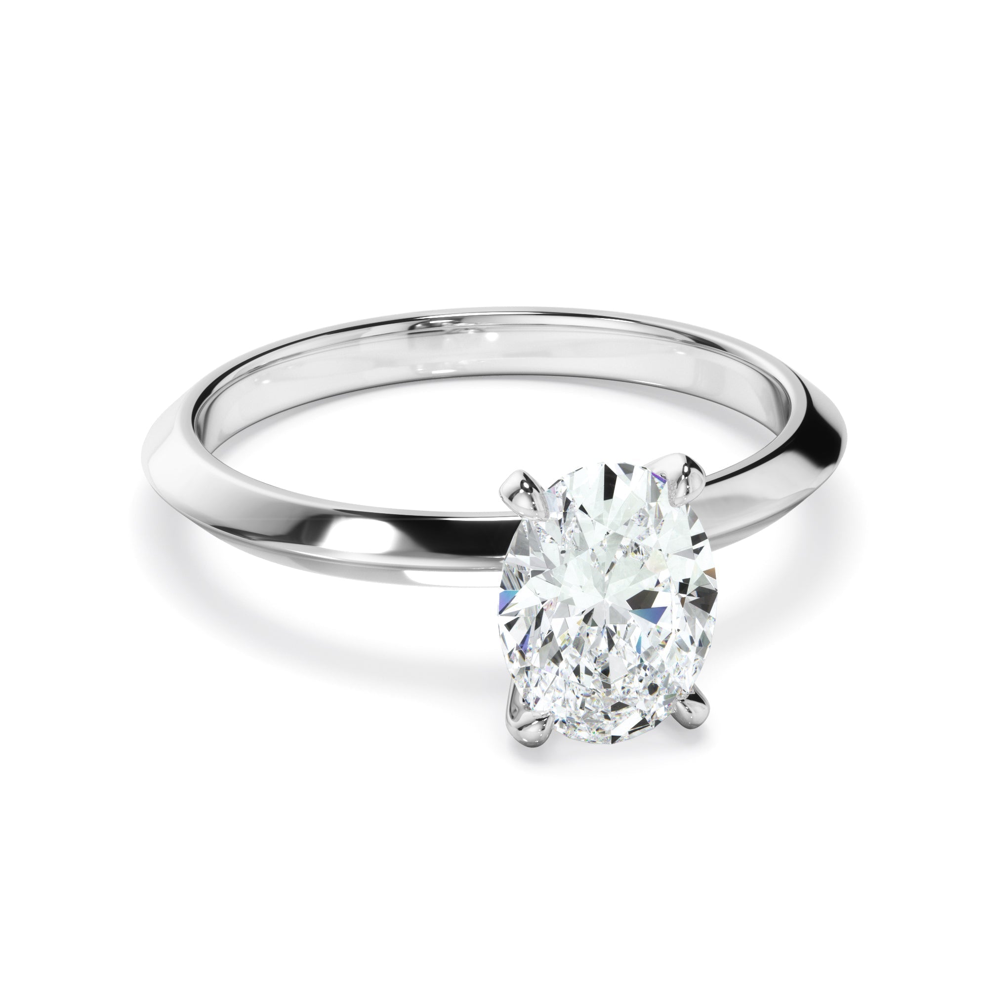 Oval Cut Diamond Solitaire Knife Edge Engagement Ring