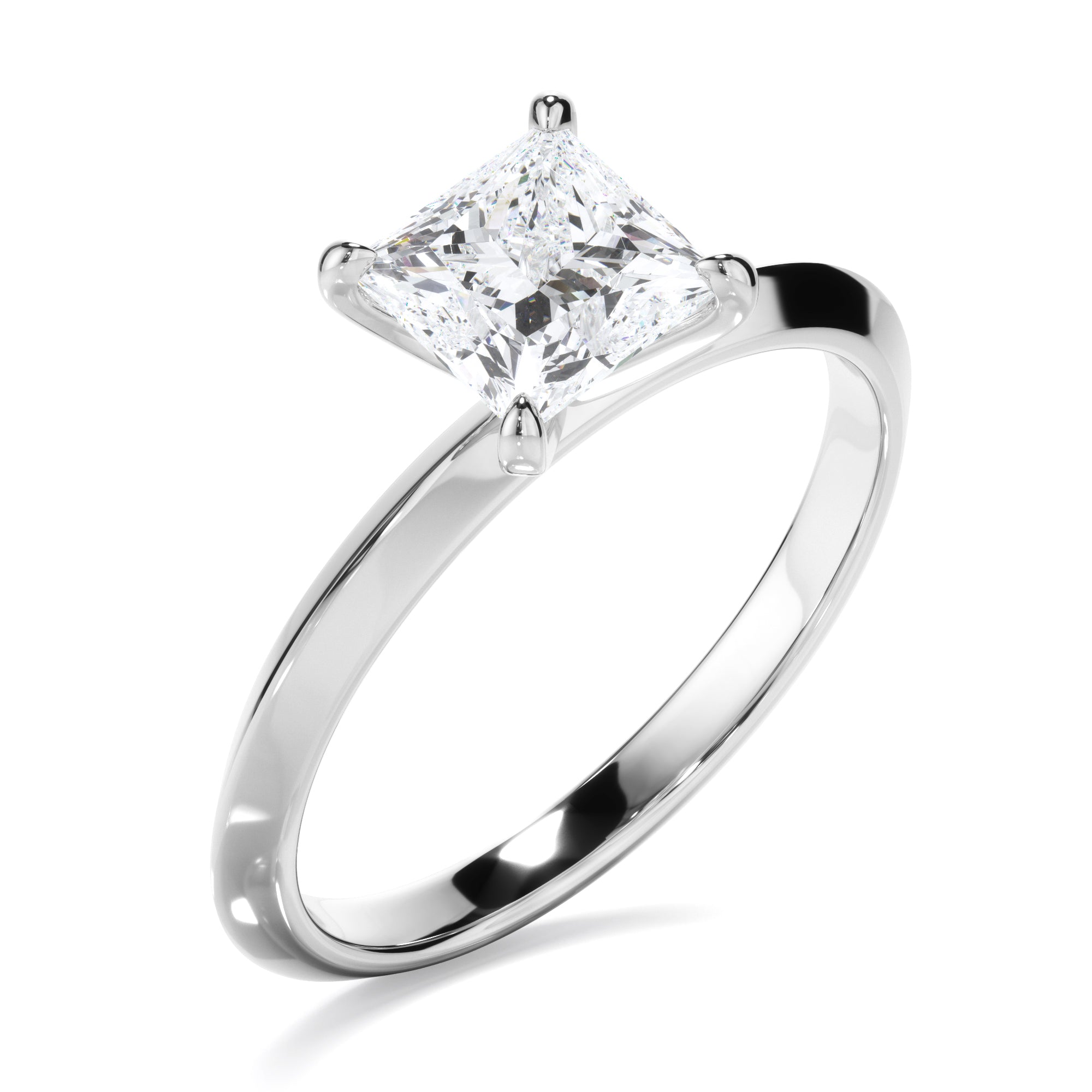 Princess Cut Diamond Solitaire Knife Edge Engagement Ring