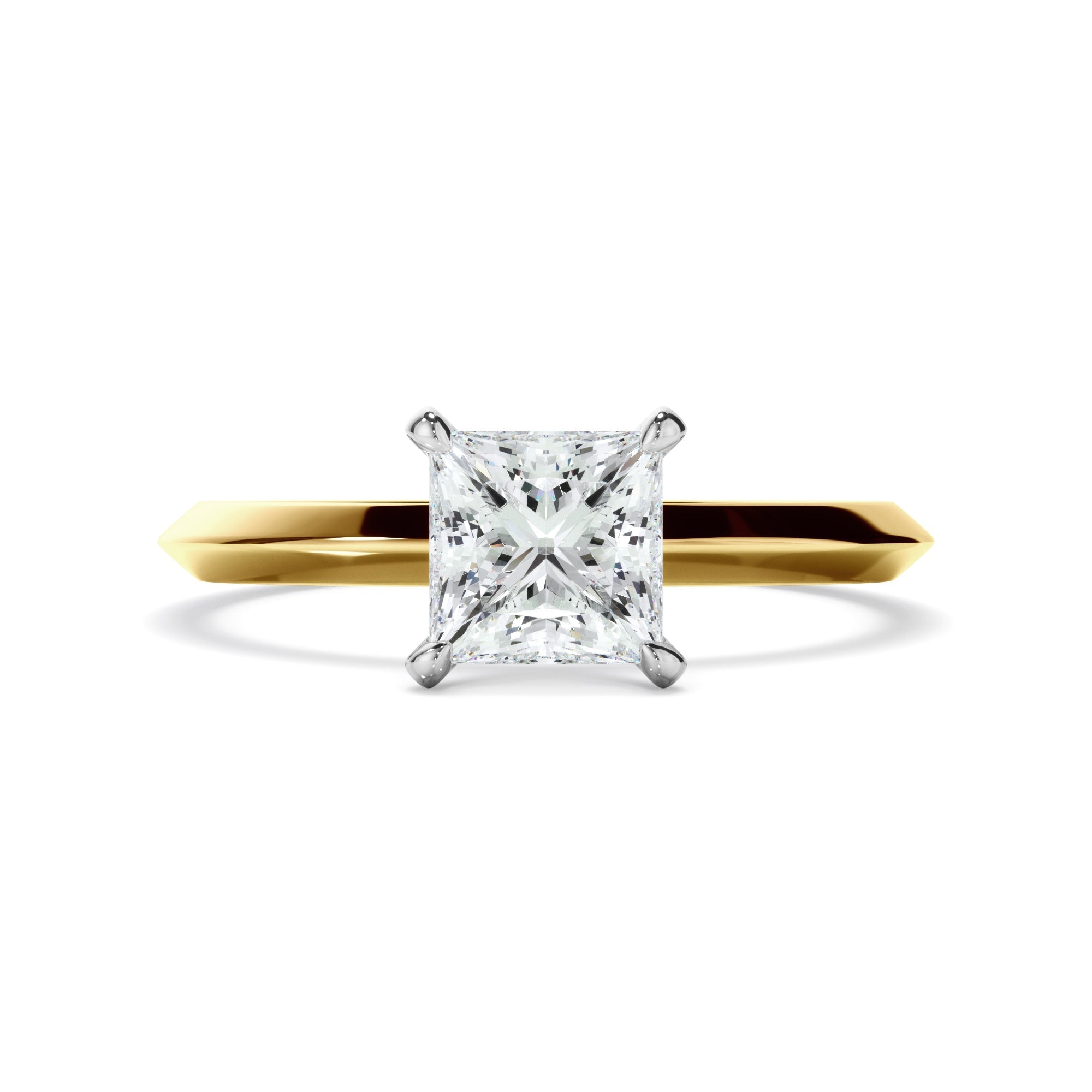 Princess Cut Diamond Solitaire Knife Edge Engagement Ring