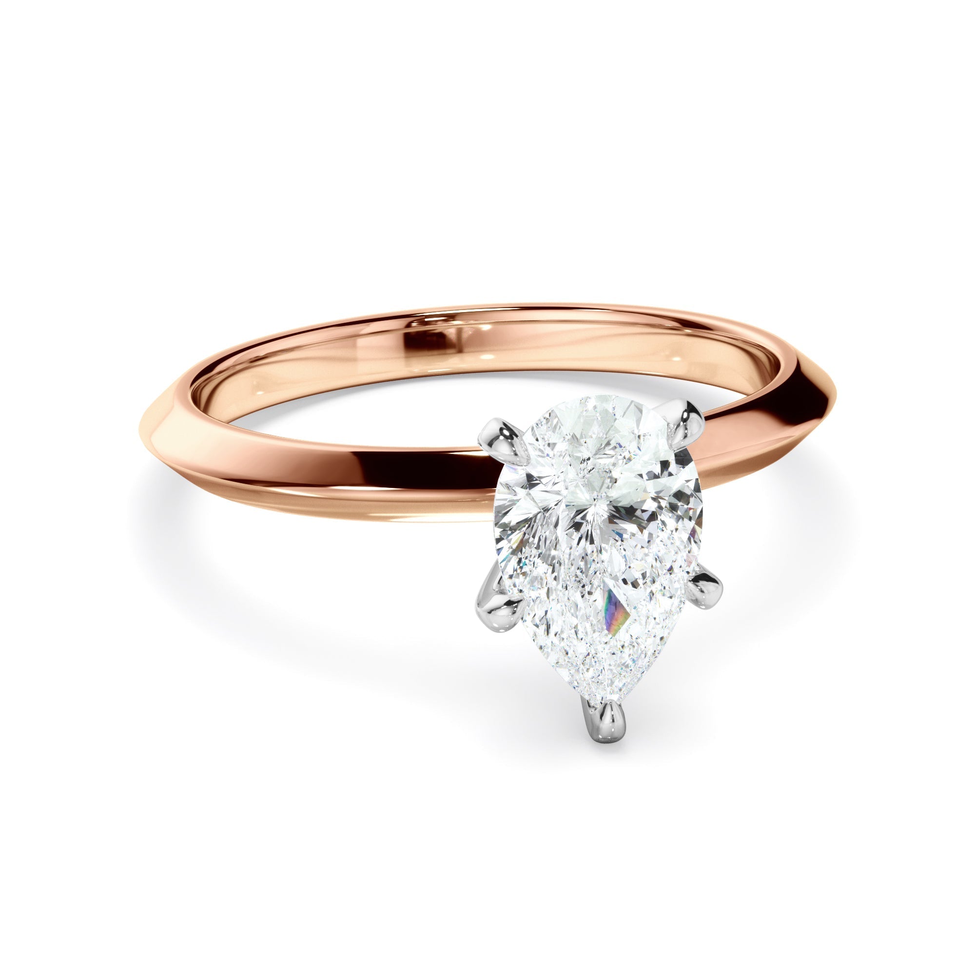 Pear Cut Diamond Solitaire Knife Edge Engagement Ring