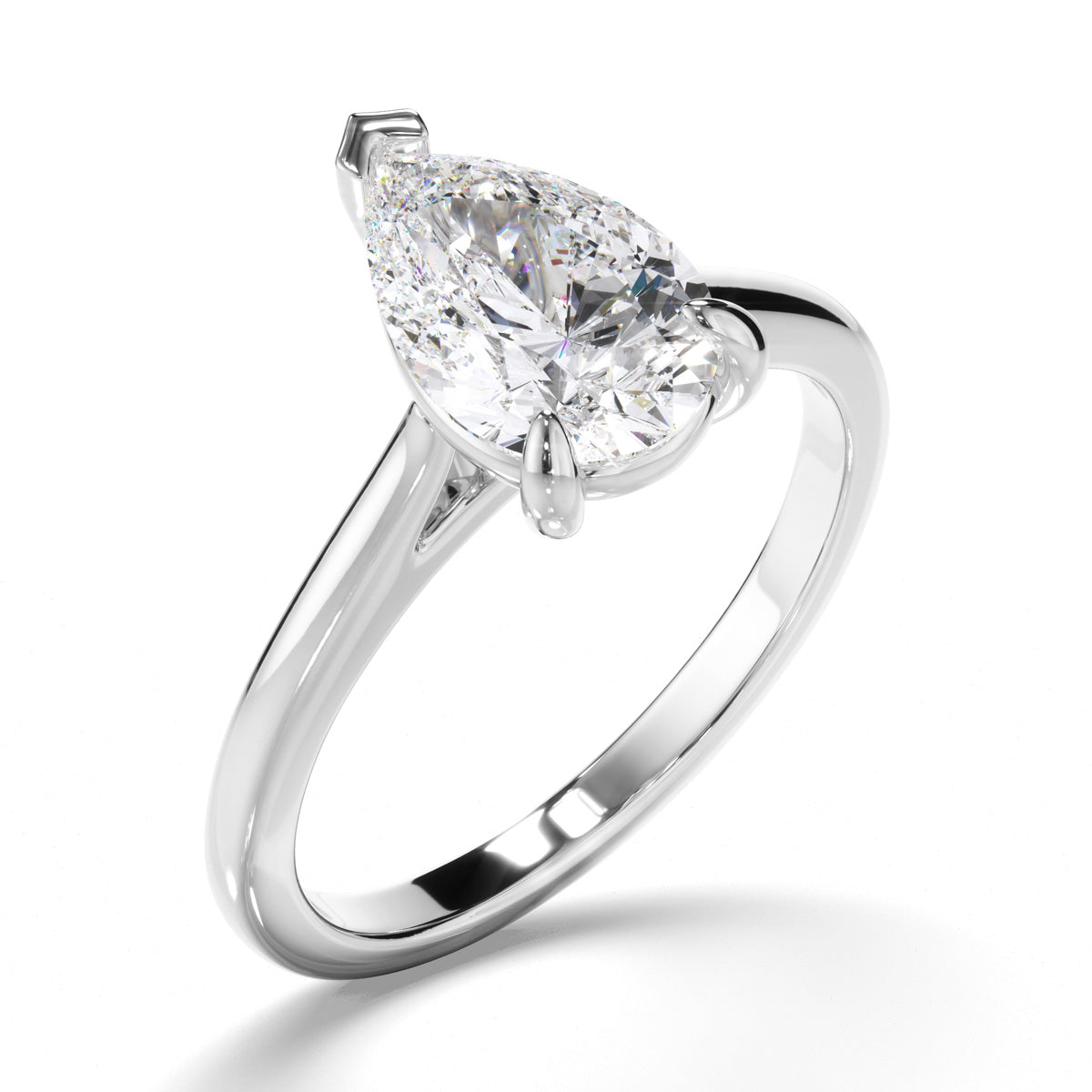 Pear Cut Diamond Solitaire Engagement Ring