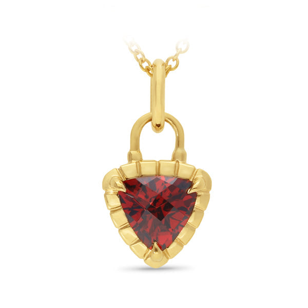 0.87ct Trilliant Cut Garnet Pendant in 9ct Yellow Gold