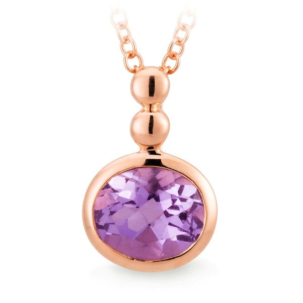 0.98ct Pink Amethyst Bezel Set Pendant in 9ct Rose Gold